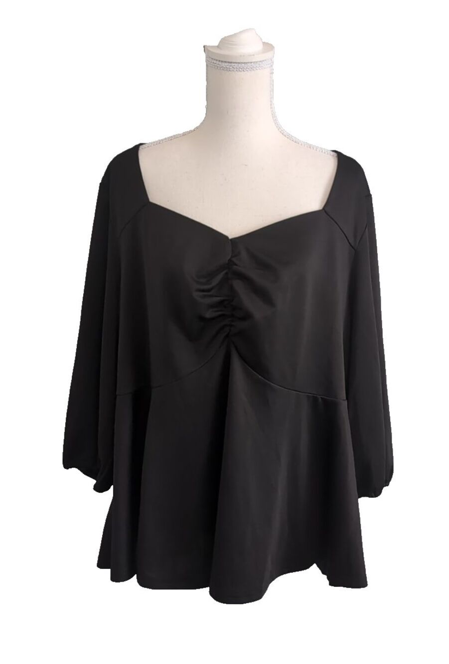 Agnes Orinda Women's Black Blouse Plus Size 3X